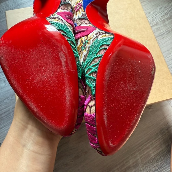 Christian Louboutin Floral Lace Ankle Boots - Multicolor - Picture 4 of 4